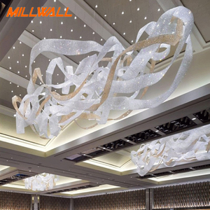 Tùy chỉnh hiện đại sang trọng sảnh khách sạn trong nhà lớn Ribbon Trần Đèn pha lê Đèn Mặt dây chuyền Đèn chùm với Glass Shade - Product Image 2