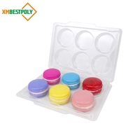 6 pièces de conteneurs d'emballage en plastique PET transparent pour macarons, dessert, biscuits, plateau à charnière