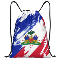 Sac à cordon de haute qualité avec drapeau d'Haïti, sacs de sport patriotiques pour la gym, le yoga, la danse, la randonnée et les voyages pour hommes et femmes