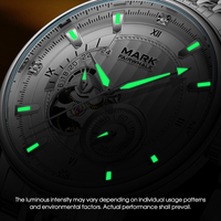 Montre mécanique automatique pour homme Mark Fairwhale, boîtier en métal, bracelet squelette, chronographe, sous-cadran 24 heures, étanche, lumineuse, FW-6037
