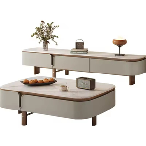 Ensemble de <span class=keywords><strong>meuble</strong></span> <span class=keywords><strong>TV</strong></span> moderne <span class=keywords><strong>haut</strong></span> de gamme <span class=keywords><strong>et</strong></span> table basse avec tiroirs de rangement en bois <span class=keywords><strong>et</strong></span> plateau en pierre frittée pour salon <span class=keywords><strong>et</strong></span> hôtel - Product Image 5