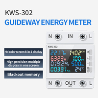 KWS-302WF 170-300V/63A AC Digital Display Multi-fungsi Pengukur Tegangan Arus dengan Rel Panduan dan Fitur Matikan Otomatis saat Terlalu Panas