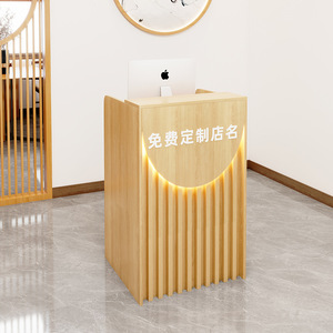 Mostrador de Recepción Pequeño de Vidrio Moderno para Salón de Belleza, con Luces, para Centro Comercial o Barbería - Product Image 4