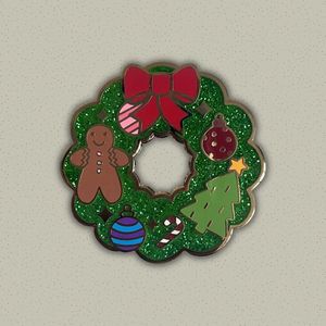 Venta caliente personalizado verde Navidad corona esmalte Pin festivo Navidad solapa Pin vacaciones Holly & Bow insignia festiva - Product Image 6