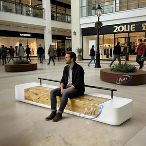 Outdoor Durable Anti-Corrosion Fiberglass & Wood Leisure <b>Bench</b> with Modern Design for Patio Seating - Product Image 6