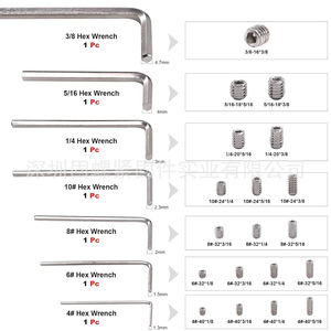 304 Stainless Steel Hex Socket <b>Set</b> 240pcs With Hex Wrenches For Machine <b>Screws</b> Standard DIN916 - Product Image 4