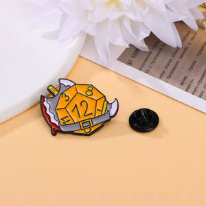 Épinglette en émail Sming Pins Demon Dice, motif Guerrière Sorcière du jeu, badge à revers réversible, bouclier 666, en métal électrolytique, mini broche, cadeau d'affaires - Product Image 1