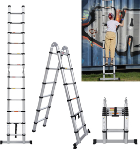 Échelle <span class=keywords><strong>télescopique</strong></span> double face en aluminium robuste de 6,2 m, échelle extensible portable de sécurité - Product Image 2