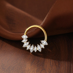 Ciondolo in titanio con zircone chiaro anello a segmento incernierato in PVD placcato naso <span class=keywords><strong>Septem</strong></span> anello per il corpo Piercing gioielli - Product Image 2