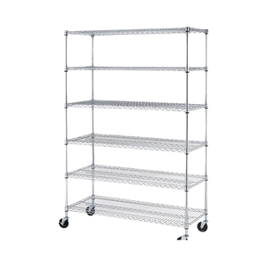 Estante de alambre de almacenamiento de metal resistente, estante de sala de estar con cromado y ruedas de estante ajustables para uso en el hogar - Product Image 4