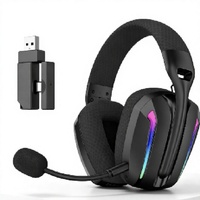 Headset Gaming Nirkabel PSH-408 Over Ear dengan LED RGB, Mikrofon yang Dapat Dibengkokkan, Penerima USB, dan Headband yang Nyaman untuk Gamer PC
