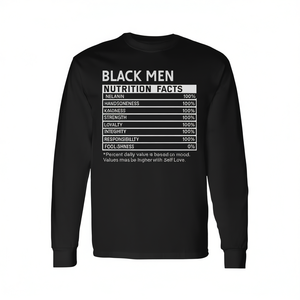 T-shirt à manches longues avec informations nutritionnelles pour hommes noirs, Melanin Black History Month - Product Image 2