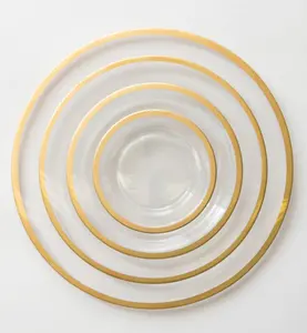 Besta Factory Price Wholesale Luxury gold rim Glass Dinnerware Set for wedding