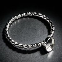 925 Sterling Silber Gedrehter Bandring, Blanker Runder Flacher Fassungsring, Leere Ringfassung für DIY Cabochon-Edelstein-Einlage