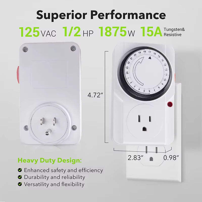 24-Hour Programmable Timer Switch 12-Hour Schedule Timer Made of Durable Plastic