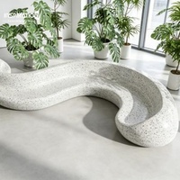 Banc rond en terrazzo personnalisé pour l'aménagement paysager des parcs et jardins, idéal pour les projets d'aménagement vert