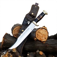 Couteaux Bowie en acier Damas et bois faits à la main, personnalisables OEM, avec étui en cuir pour la chasse et le camping