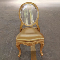 Chaise de banquet empilable Louis dorée transparente à dossier rond, style rétro populaire pour hôtels, jardins et mariages