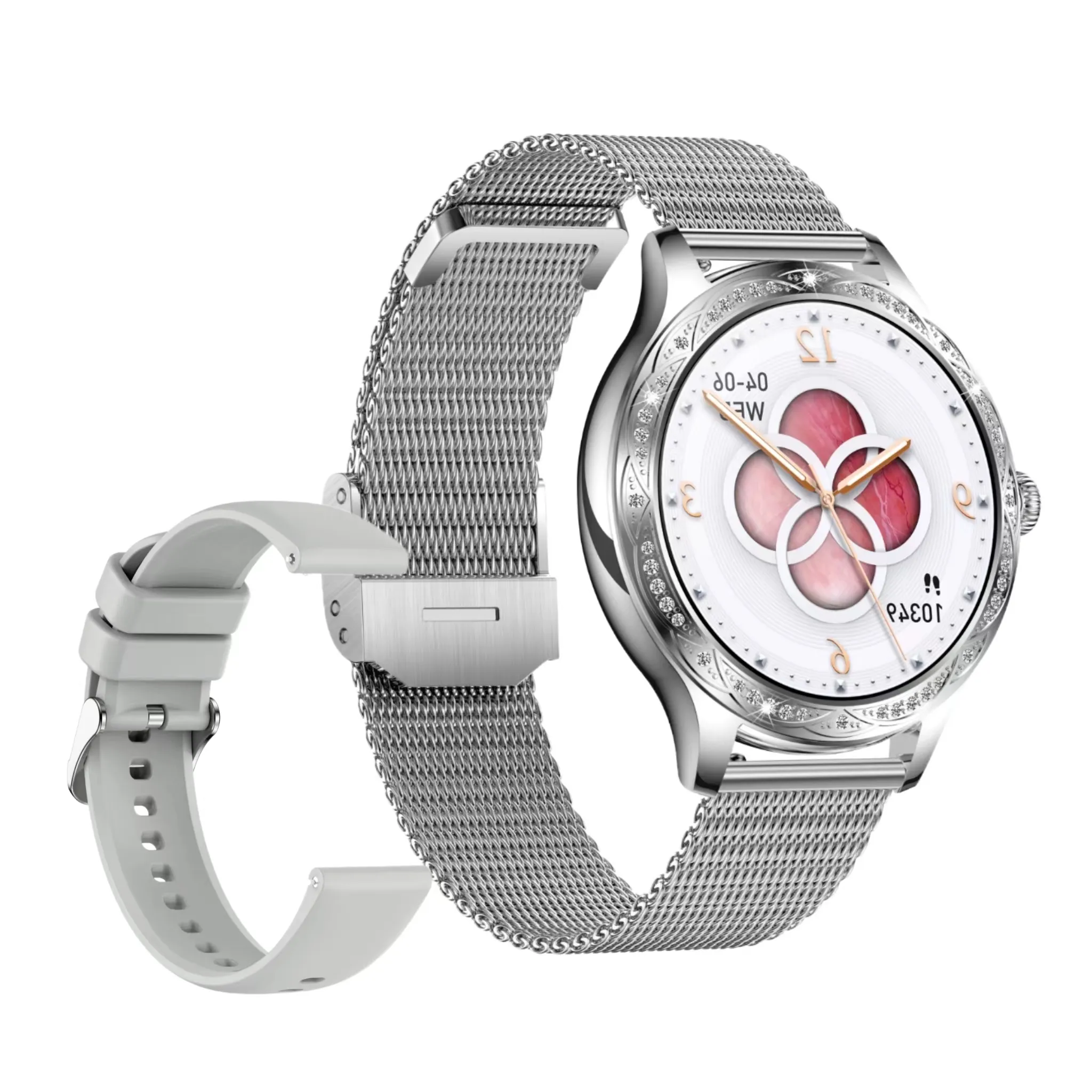 Orologio intelligente da donna Ak60 con Display ip chiamata Bt5.1 con ricarica magnetica a doppia banda Ip67 orologi intelligenti impermeabili profondi da donna