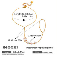 Bracelet en or en forme de Y avec breloques en zircon à taille mixte et fermoir mousqueton, plaqué or 18 carats, en acier inoxydable, étanche