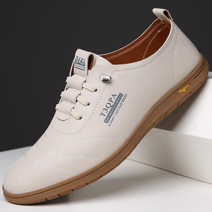 Chaussures décontractées en cuir pour hommes, baskets légères antidérapantes pour la marche quotidienne - Product Image 2