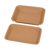 Plateau rectangulaire jetable écologique pour barbecue, 750 ml, grand plateau en papier kraft pour collations, salades, camping et usage extérieur