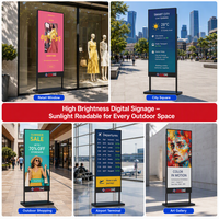 Écran publicitaire LCD Android 4K haute luminosité 2500 nits pour intérieur, avec support au sol et écran tactile, pour centres commerciaux