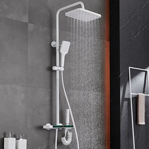 Robinet de douche de salle de bain avec affichage de la température, finition chromée, cartouche céramique, barre coulissante, design moderne - Mitigeur thermostatique de douche - Product Image 2