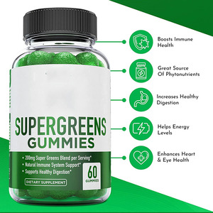 Super Green Organic Fruit & Vegetable Vitamin Gummies Venta directa de fábrica OEM Suplementos nutricionales para adolescentes Gummy Candy - Product Image 2