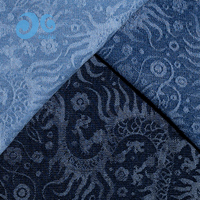 Tissu Denim Jacquard Teint en Fil Écologique Motif Dragon Tribal GC014L-7 Bleu Foncé Paisley Totem en Stock pour Garçons Filles Designer