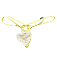 Nouveau style de string sexy pour homme, taille basse, avec poche profilée et double sangle, respirant, séchage rapide, en dentelle transparente, en Spandex/Nylon