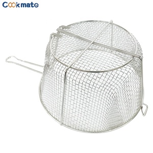 烹饪套装西式金属丝网单篮圆形油炸锅烤肉串炸土豆片鸡肉 - Product Image 6