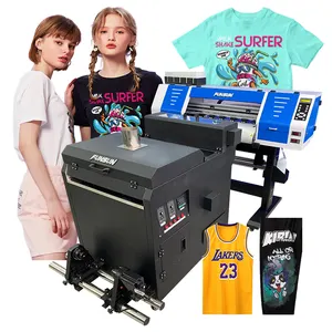 Funsun Mesin Cetak Massal DTG DTF, Mesin Pencetak DX6 60Cm Grosir Tshirt Kain DTF PET Film Printer dengan 2 Buah Kepala DX6