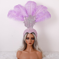 Coiffe personnalisable en plumes de couleur avec décoration étoile en strass pour la danse de la samba, les défilés, les costumes de fête et les spectacles