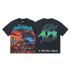 <span class=keywords><strong>T</strong></span>-Shirt Oversize a Maniche Corte con Stampa Vintage Effetto Lavato della <span class=keywords><strong>Band</strong></span> <span class=keywords><strong>Rock</strong></span> Godspeeded, Moda Estiva Casual Streetwear - Product Image 5