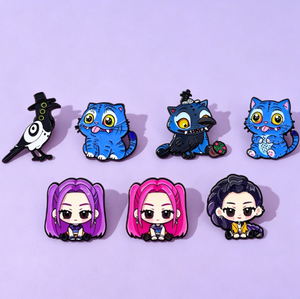 Broche de aleación con diseño de personaje de dibujos animados, equipo de cazadores de demonios, gatito, accesorio decorativo, pin conmemorativo, insignia personalizada - Product Image 3
