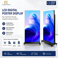 Pantalla Digital LCD Comercial con Resolución 4K, Diseño Delgado, Soporte de Pie con Ruedas Integradas, Plug and Play, Animación, Señalización Digital para Comercios