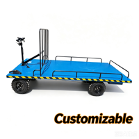 Chariot électrique à quatre roues avec rails avant et arrière détachables, conduite en marche arrière, chariot logistique d'entrepôt personnalisable