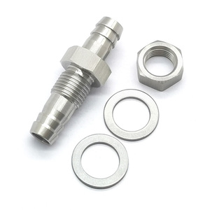 CNC Machined Stainless Steel Bulkhead Hose Connector,Double Barb Through Plate Union Fitting For <b>Car</b> Modification Fluid System - Product Image 2