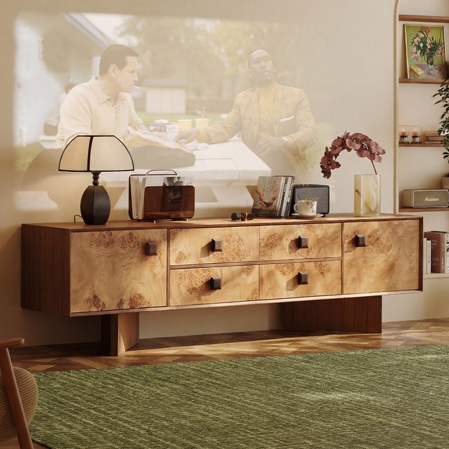 Modern Retro Style Wooden TV Cabinet Living Room Dining New High-Storage Integrated Household Furniture for Small Apartments
