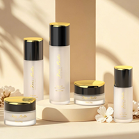 Set Perawatan Kulit Desain Asli Kelas Atas Botol Kaca 120ml 100ml Botol Lotion dengan Pompa 30g 50g Stoples Krim Alas Tebal Segitiga