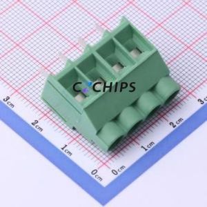 DB910-6.35-4P-GN-S Screw Terminal Block P=6.35mm Connector ( Construction: 1x4P )( Pitch: 6.35mm )( Color: Green ) - Product Image 1