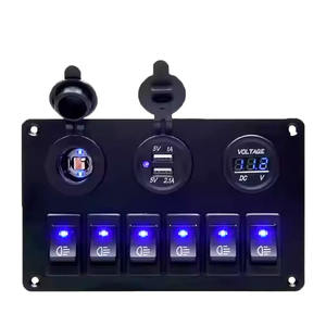 Pemutus arus LED, 12V DC <span class=keywords><strong>6</strong></span> <span class=keywords><strong>Gang</strong></span> LED Panel saklar Rocker tahan air untuk RV perahu mobil laut - Product Image 1
