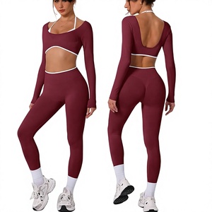 Ensemble de vêtements de sport pour femmes, leggings sculptants, soutien-gorge de sport confortable, tenue de fitness et de course - Product Image 1