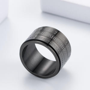 Men's Titanium Steel <b>Ring</b> With Time Scale Number Design Oversized Hip Hop Index Finger Jewelry Gift Gold Color - Product Image 4