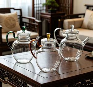 Théière en verre élégante avec poignée personnalisée en couleur et logo, carafe à eau en verre soufflé à <span class=keywords><strong>la</strong></span> main, transparente, pour cadeau d'entreprise ou de fêtes - Product Image 3