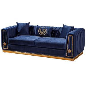 モダンなロイヤルリビングルームソファセットステンレススチールフレーム家具ベルベット房状断面ソファリビングルーム家具 - Product Image 4