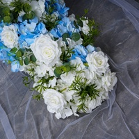 Trois pièces bleu blanc artificiel décoration de mariage Arrangement de fleurs sol suspendu ornement accessoire décor de mariage