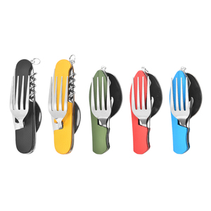 <span class=keywords><strong>Vaisselle</strong></span> <span class=keywords><strong>de</strong></span> camping en gros, idéale pour les pique-niques et les voyages, ensemble <span class=keywords><strong>de</strong></span> couverts pliables multifonction 4-en-1 portable - Product Image 1