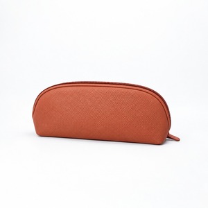 Bolsa de Maquillaje de Moda con Forma de Arco, de Cuero PU Color Terracota, 29x5x10cm, Textura Mate, con Cierre, Estuche para Brochas y Lápices, Organizador de Viaje Personalizable - Product Image 2